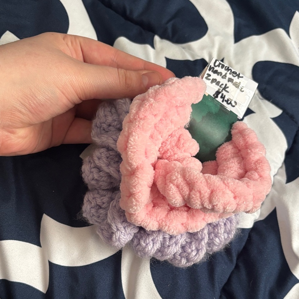 Pink and Purple Kids Hair Scrunchie Set